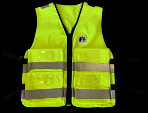 Gilet tissu jaune avec 4 poches, L-XL