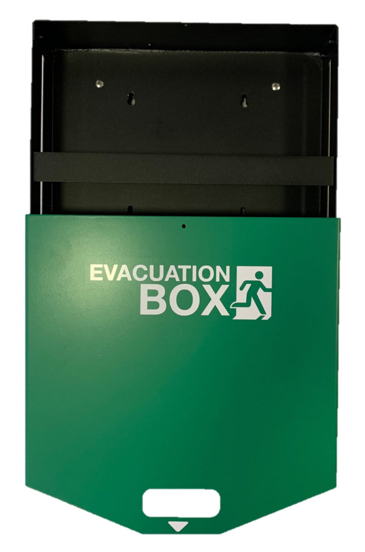 Grüne Abtransportbox aus Stahl, leer