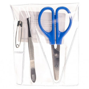 Astuccio con forbici, pinzette e spillo 