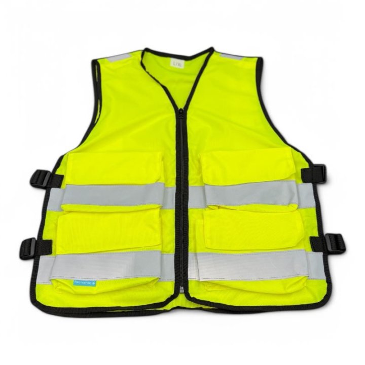 Gilet tissu jaune avec 4 poches, S-M