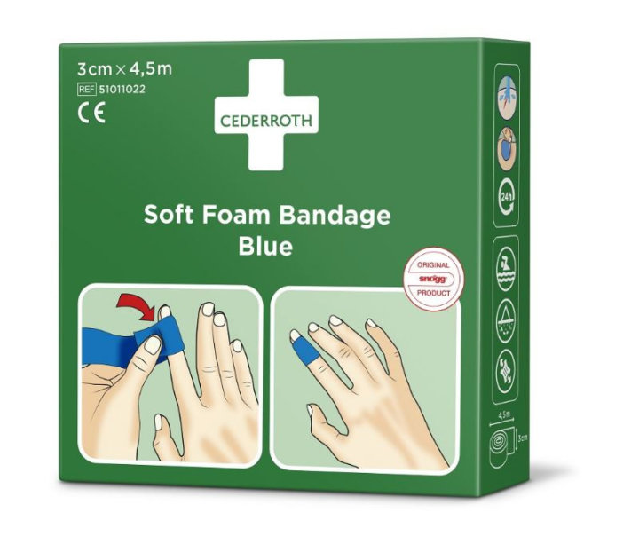 Cederroth Blaues selbstklebendes Pflaster 3 cm x 4,50 m Snogg